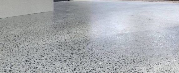 Honed concrete alfresco slab at a Pakenham South home