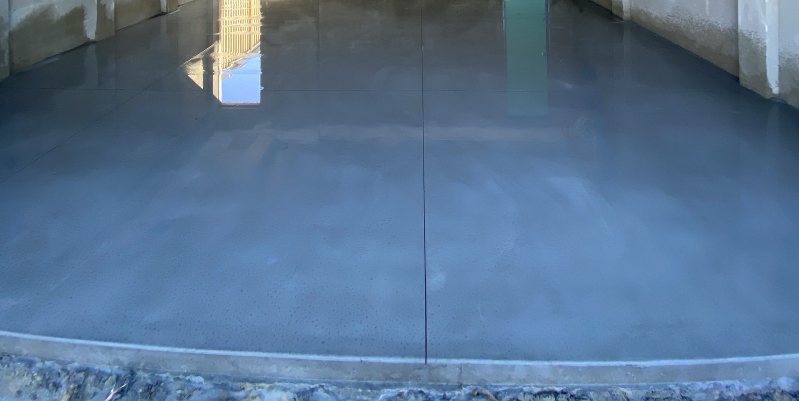 Fresh shed slab poured and saw cut on a Cardinia property